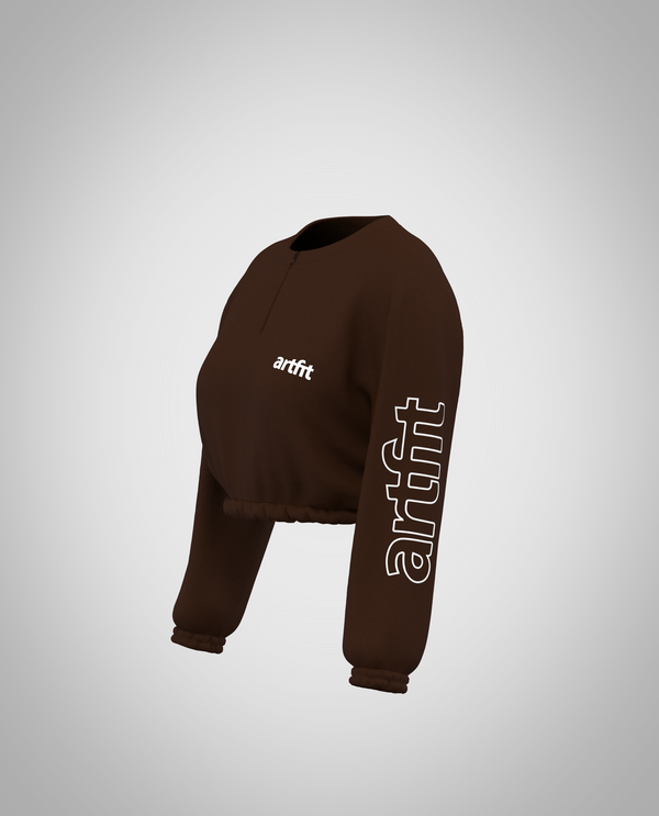 Ash Cropped Sweatshirt - Dark Brown