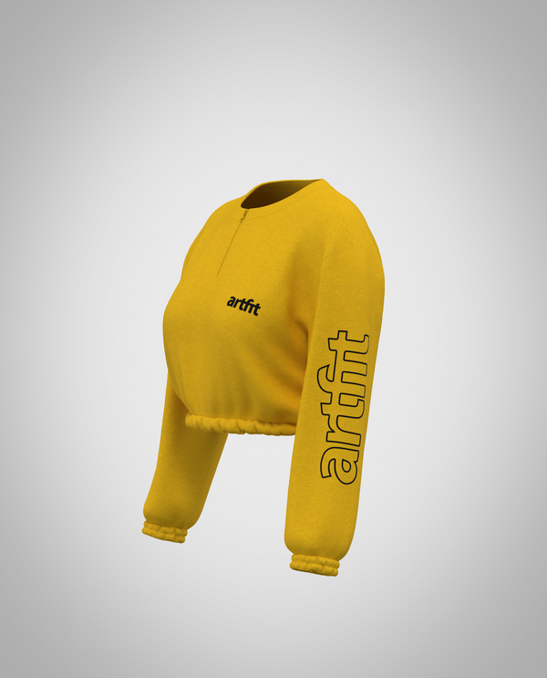 Ash Cropped Sweatshirt - Mustard Yellow
