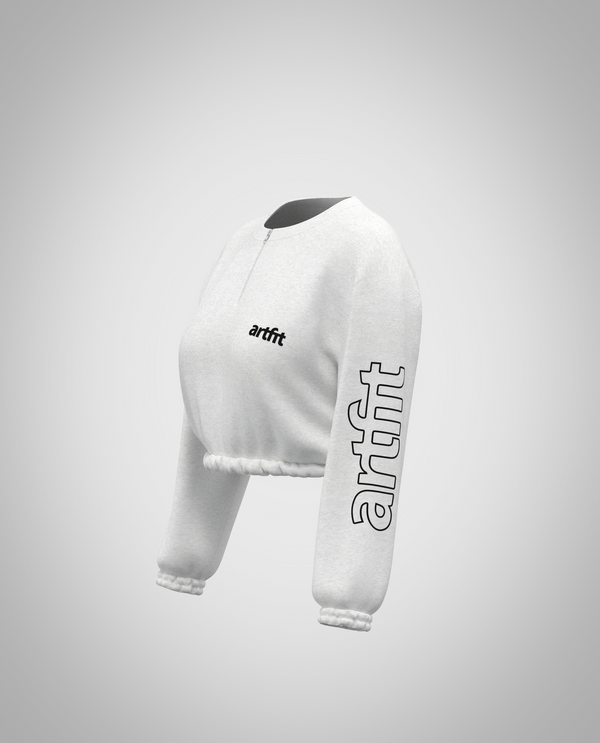 Ash Cropped Sweatshirt - White