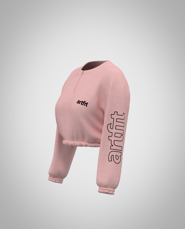 Ash Cropped Sweatshirt - Baby Pink