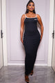 White Strapped Camisole  Maxi Dress -  Black