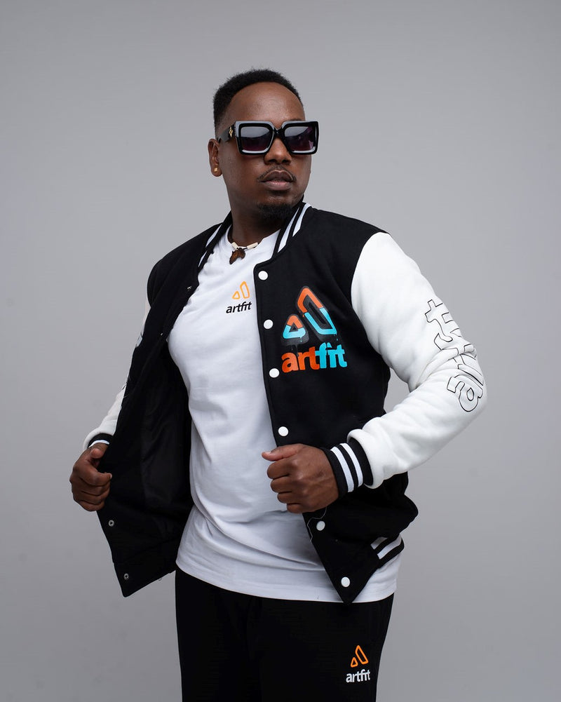 Rich Badness Varsity Jacket-  Black/White