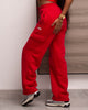 Wide Legged Cargo Pants - Red