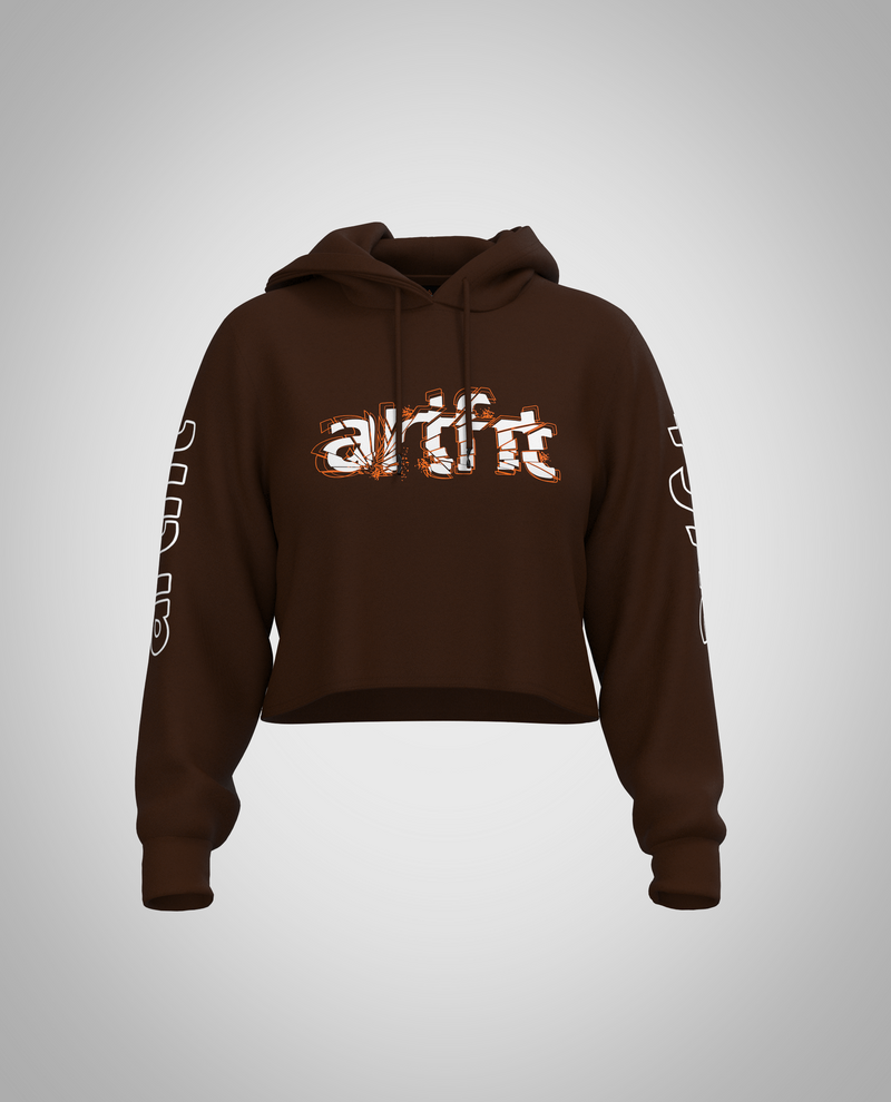 Dark Brown Cropped Hoodie (Heavy Fabric)