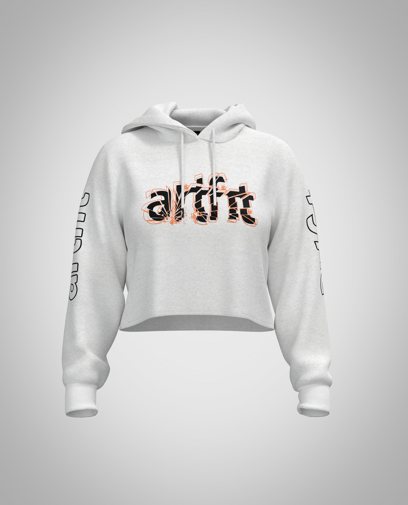 White Cropped Hoodie (Heavy Fabric)