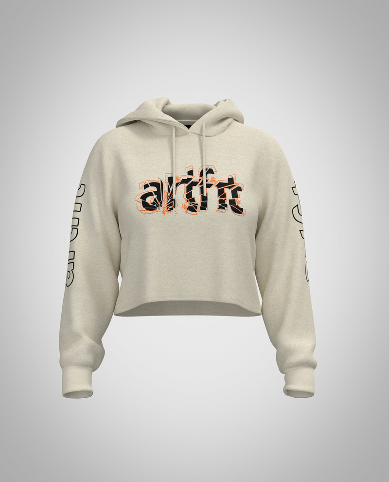 Cream White Cropped Hoodie (Heavy Fabric)