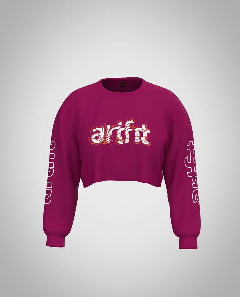 Fuchsia Cropped Sweatshirt(Heavy fabric)