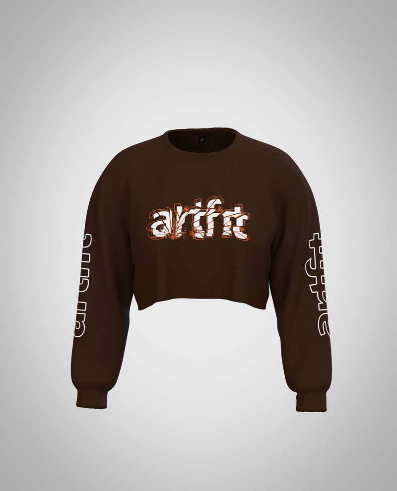 Dark Brown Cropped Sweatshirt(Heavy fabric)