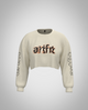 Cream White Cropped Sweatshirt(Heavy fabric)