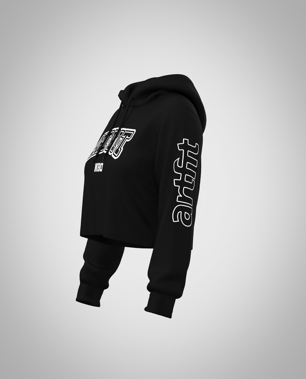 Black Cropped Hoodie (Heavy Fabric)