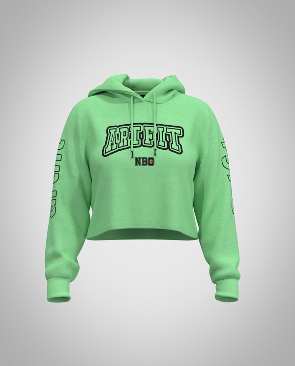 Mint Green Cropped Hoodie (Heavy Fabric)