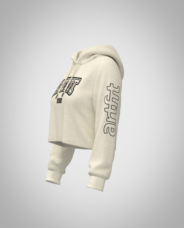 Cream White Cropped Hoodie (Heavy Fabric)