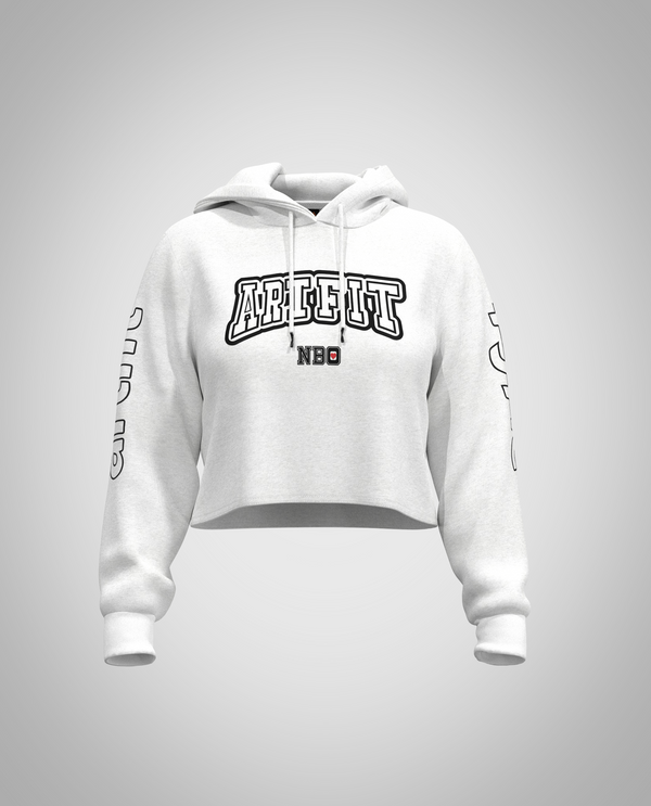 White Cropped Hoodie (Heavy Fabric)