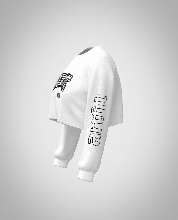 White Cropped Sweatshirt(Heavy fabric)