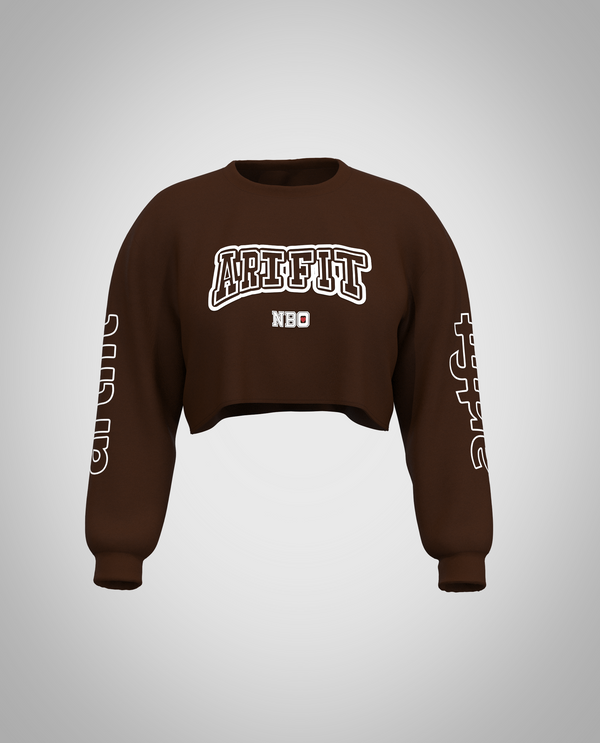 Dark Brown Cropped Sweatshirt(Heavy fabric)