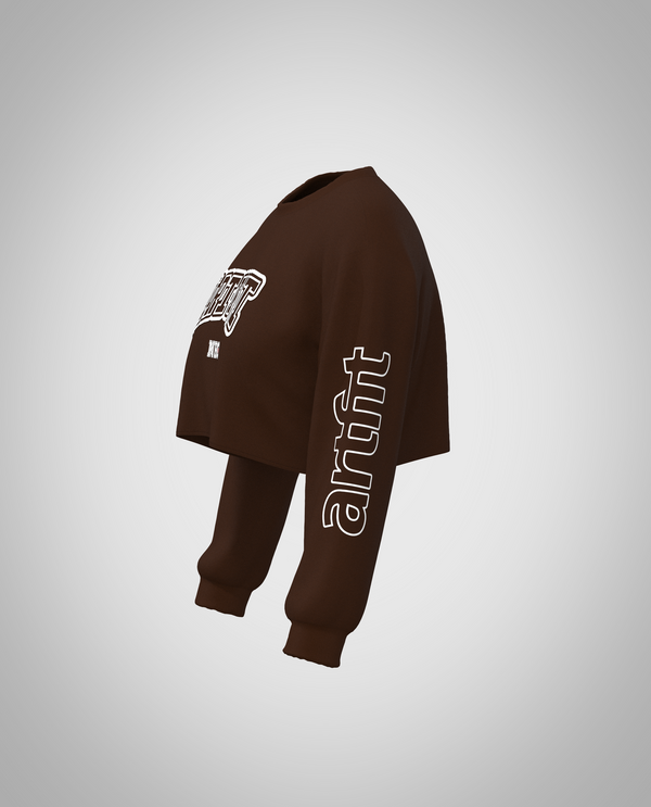 Dark Brown Cropped Sweatshirt(Heavy fabric)