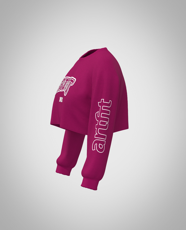 Fuchsia Cropped Sweatshirt(Heavy fabric)