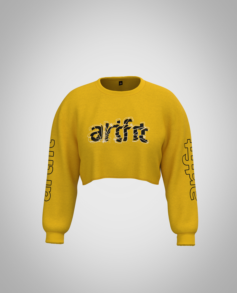 Mustard Yellow Cropped Sweatshirt(Heavy fabric)