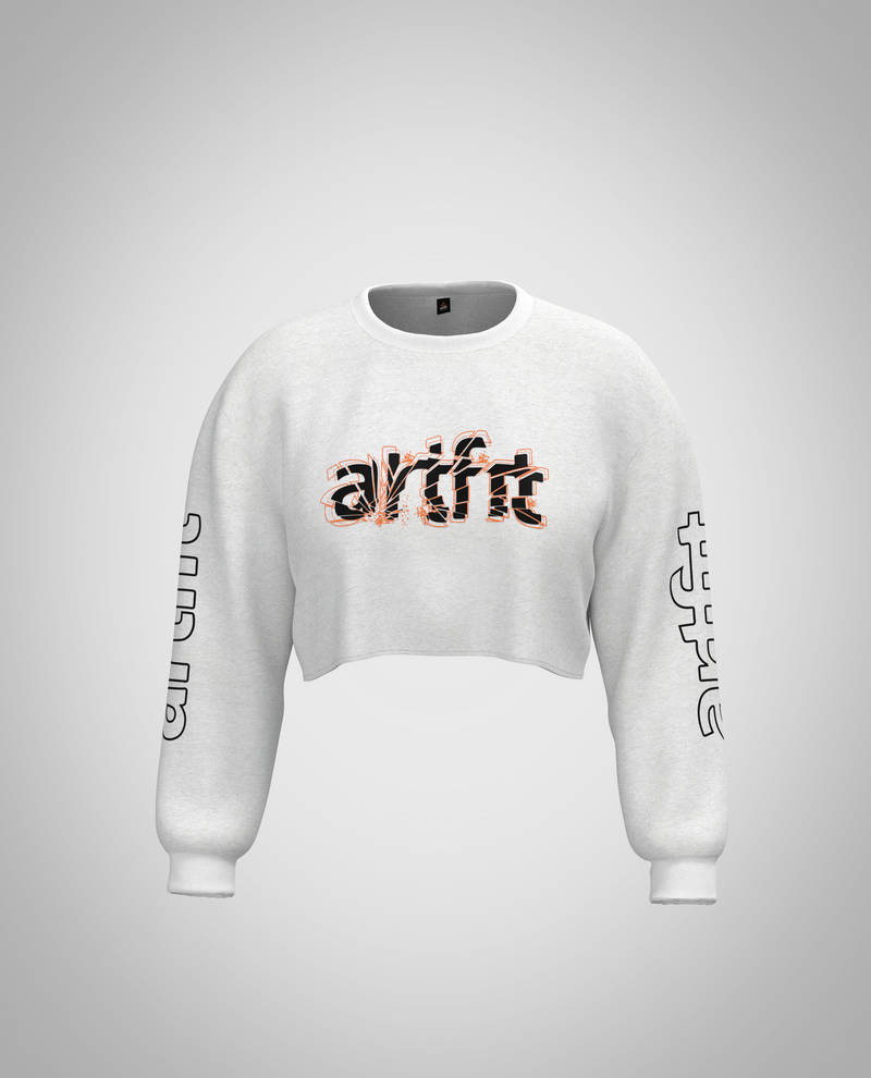 White Cropped Sweatshirt(Heavy fabric)