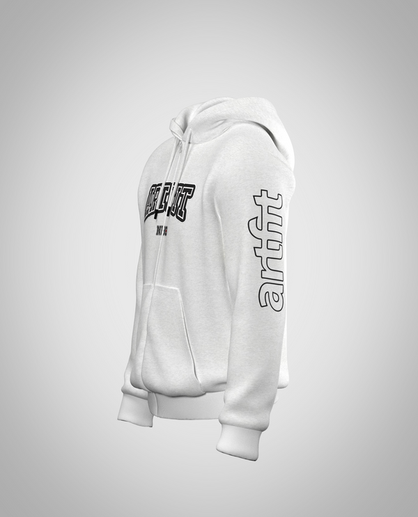 White Zipped Hoodie(Heavy fabric)