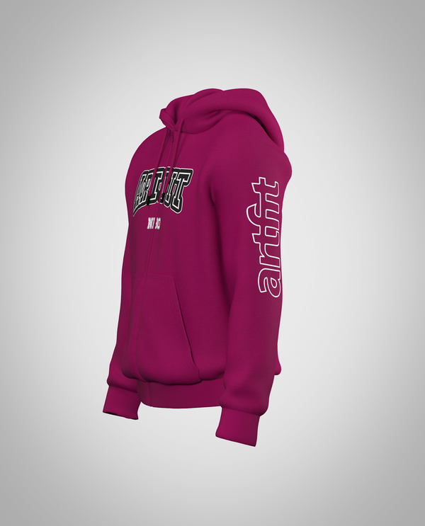 Fuchsia Zipped Hoodie(Heavy fabric)