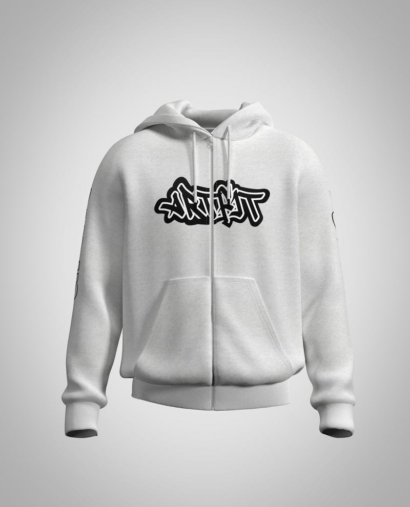 White Zipped Hoodie(Heavy fabric)