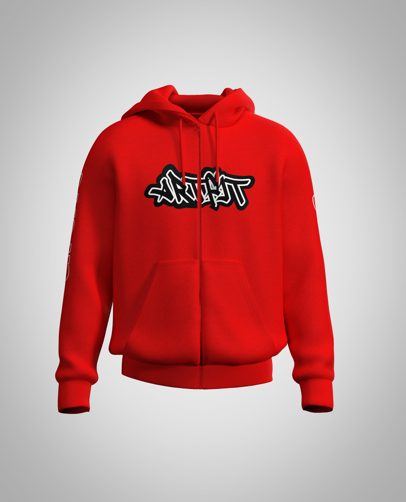 Red Zipped Hoodie(Heavy fabric)