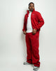 Athleisure Zipped Jacket And wide Legged Pants Tracksuit - Maroon Red