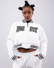 Cropped Art-Varsity Jacket - White