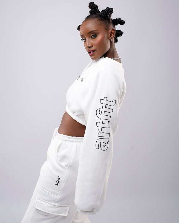 Ash Cropped Sweatshirt - White
