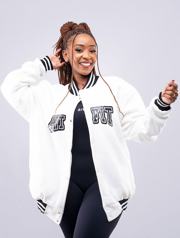 Rei Boyfriend Varsity Jacket - White