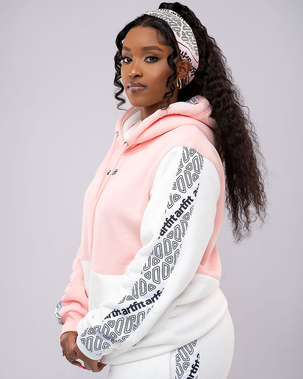 Royals Color Block Hoodie - Baby Pink/White