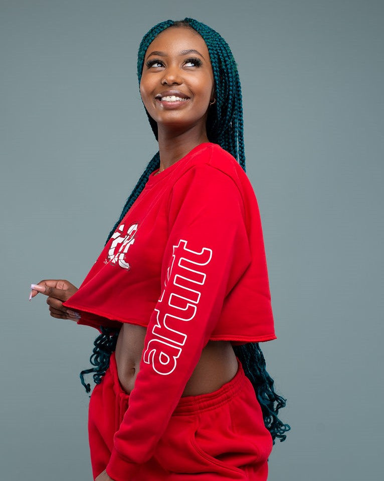 Red Cropped Sweatshirt