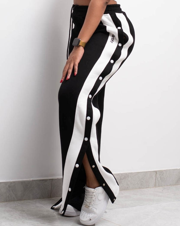 Zaria Women Sweatpants - Black With White Stripes