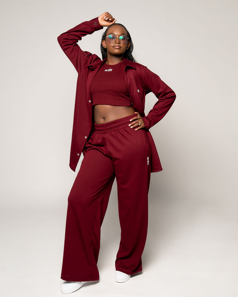 Co-ord Wide Legged Pants - Burgundy