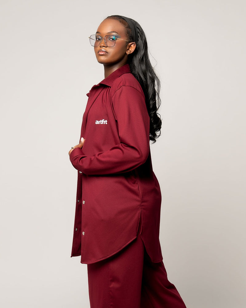 Female Co-ord Shirt - Burgundy
