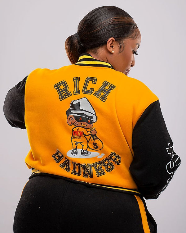 Rich Badness Varsity Jacket-  Black/Yellow